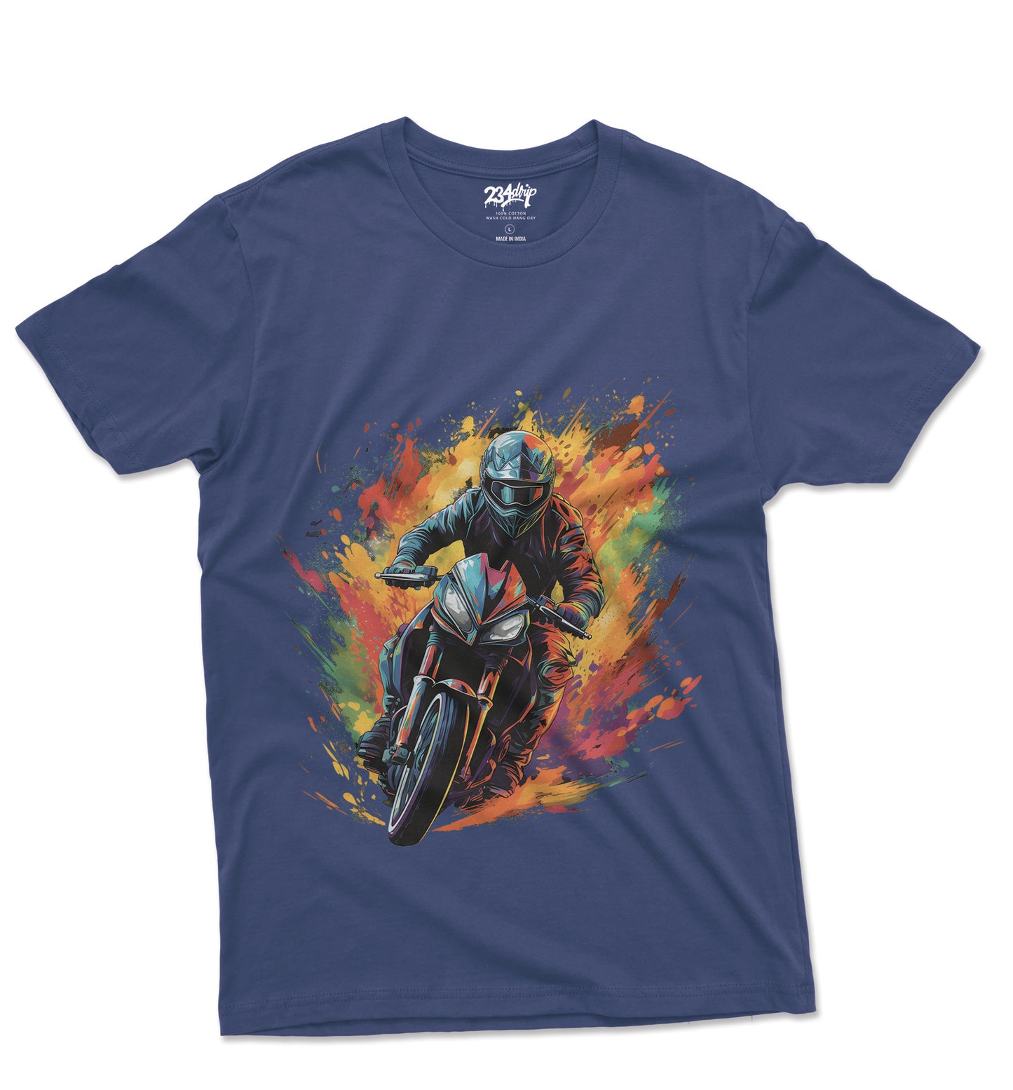 Night Rider - Colorful Motorcycle Art T-Shirt