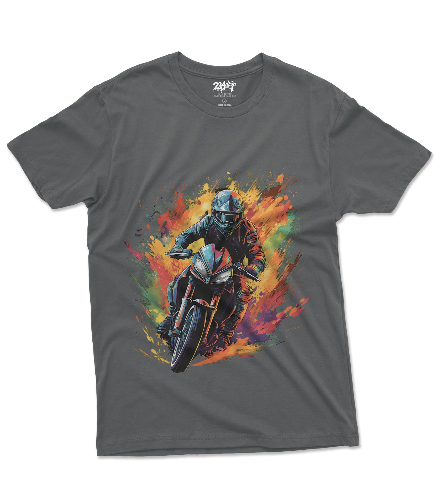 Night Rider - Colorful Motorcycle Art T-Shirt