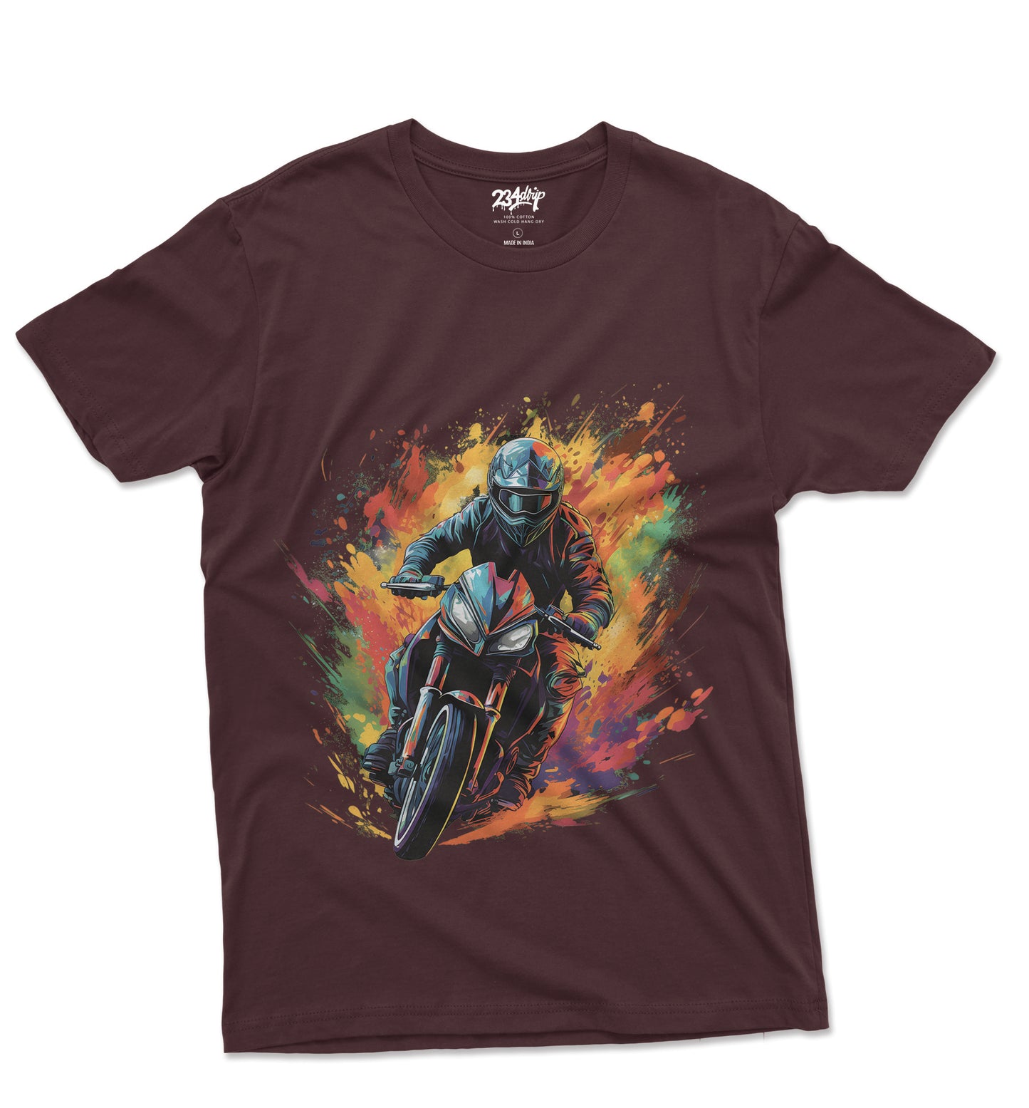 Night Rider - Colorful Motorcycle Art T-Shirt